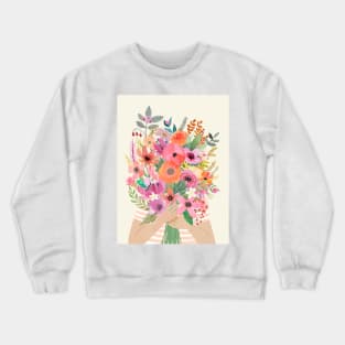 Woman with flowers Crewneck Sweatshirt